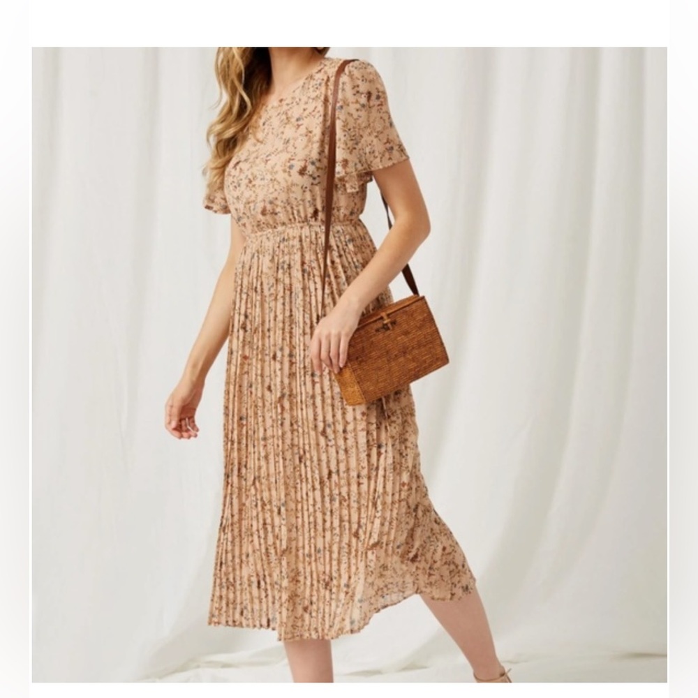 Hayden Beige floral Maxi Dress